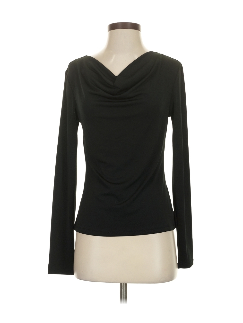 Anthropologie Black Draped Cowl Neck Long-Black